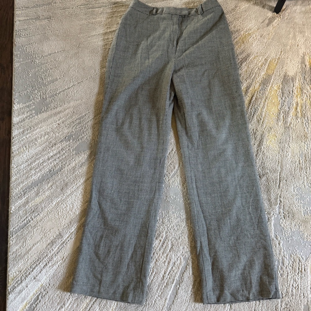 Louben trousers dress pants wool cream black checker print high rise straight 10